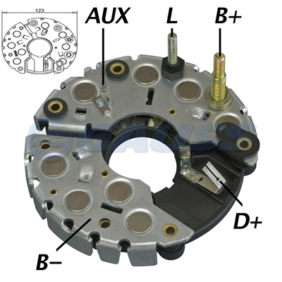 RECTIFICADOR VOLVO 115AMP 8X50A M8 M6X50 TRIDIODO TIPO BOSCH