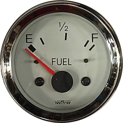 MARCADOR GASOLINA SIN FLOTADOR 12V TABLERO BLANCO ARO CROMADO