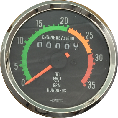 TACOMETRO CON HOROMETRO MECANICO ESCALA COLOR ARO CROMADO