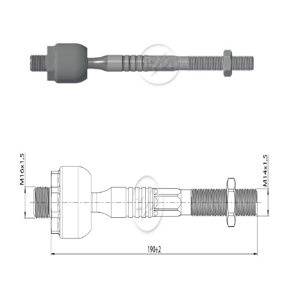 TERMINAL AXIAL RENAULT LOGAN I 2004 - 2012 SANDERO L:190RC:M16-1 50RP:M14-1 50TP:119N.MTC86N.M 