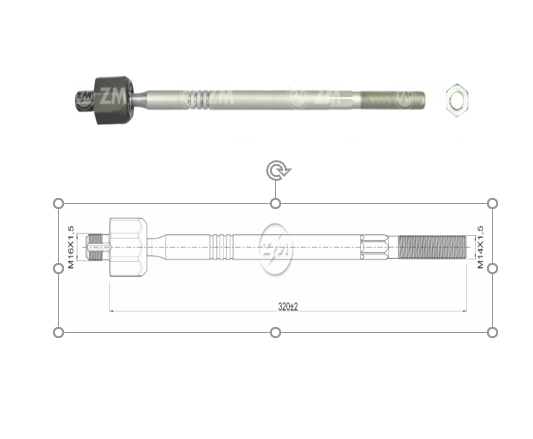TERMINAL AXIAL VOLKSWAGEN GOLF IV 97 06 BORA JETA IV SKODA OCTAVIASEAT LEON L:320RC:M16-1 50RP:M14-1 50TP:119N.MTC86N.M 