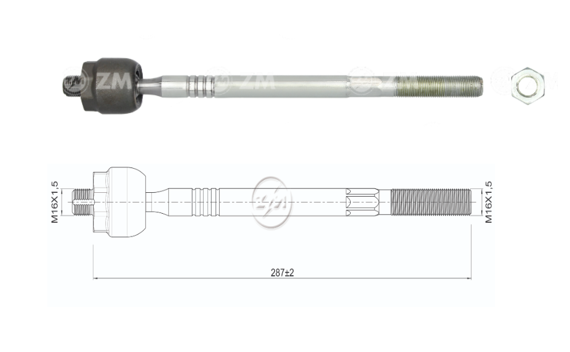TERMINAL AXIAL AUDI Q7 2006 - 2015 VOLKSWAGEN VW AMAROK TOUAREG L:287RC:M16-1 50RP:M16-1 50TP:119N.MTC132N.M