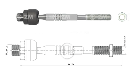 TERMINAL AXIAL FORD EDGE 09-15 MKX 07-15 L:220 RC:M22-1 50 RP:M16-1 50 TP:132N.M MTC:326N.M 