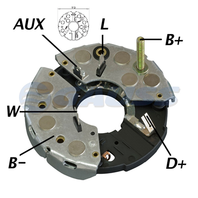 RECTIFICADOR FORD MB MERCEDES BENZ SPRINTER 310 312 412 85AMP 6X35A AVALANCHE (ZENER) (GA021 GA040) TIPO BOSCH