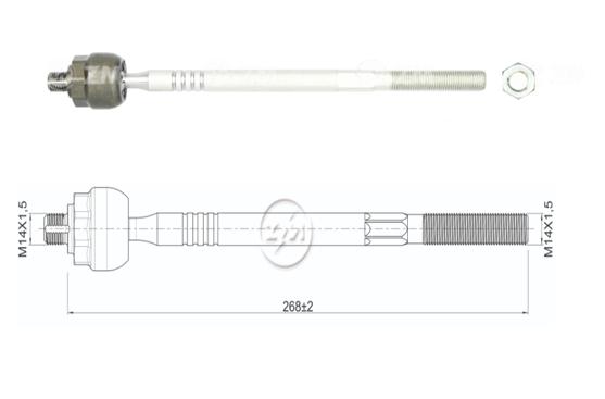 TERMINAL AXIAL FIAT IDEA 07 PALIO 01-08 SIENA 01-08 STRADA 99-09 TEMPRA L:268 RC: M14-1 50 RP: M14-1 50 TP:86N.M