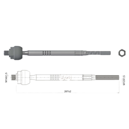 [51ZM-17011018] TERMINAL AXIAL FIAT BRAVA 95 TEMPRA 90 TIPO 87 Y 93 LANCIA DEDRA 89 DELTA 93 L:267 RC:M14-1 50 RP:M12-1 50 TP:52N.M MTC 