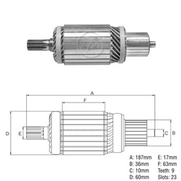 [438342102] INDUCIDO DE ARRANQUE CASE CARGADOR KIA BESTA 12V 2.8KW
