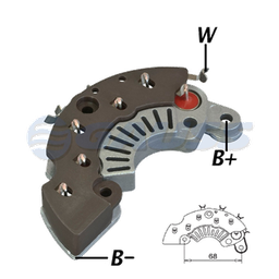 [07GA1658] RECTIFICADOR DAEWOO UNIVERSAL 120AMP 6X50A(GA411 GA432) TIPO DELCO