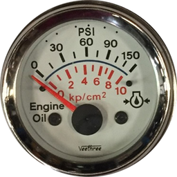 [16127046] MARCADOR ACEITE ELECTRICO 150PSI 12V TABLERO BLANCO ARO CROMADO