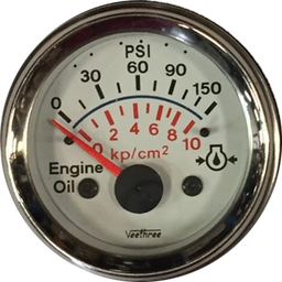 [16127047] MARCADOR ACEITE ELECTRICO 150PSI 24V TABLERO BLANCO ARO CROMADO