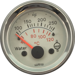 [16277062] MARCADOR TEMPERATURA AGUA ELECTRICO 12V 40Ø-120Ø TABLERO BLANCO ARO CROMADO