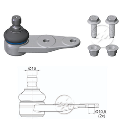 [51ZM-47012050] ROTULA INF RENAULT 9 1995 CLIO KANGOO MEGAN SCENIC IC:Ø16.0 A:Ø10.5 CAR:Ø16 0IC-PERNOØ16 0AGUJERO:Ø10