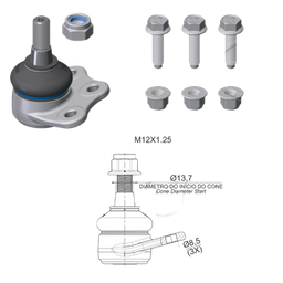 [51ZM-47013001] ROTULA INF FIAT DOBLO FIORINO GRAND SIENA MOBI PALIO SIENA STRADA UNO RP:M12-1 25 DM:Ø8 5 TP: 87N.M ETC:33N.M