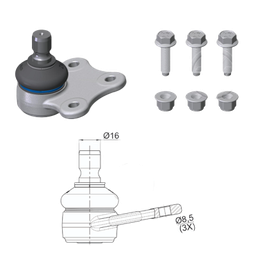 [51ZM-47013002] ROTULA INF FIAT LINEA PUNTO FIORINO IC:Ø16 0 DM:Ø8 5 ETC:33N.M