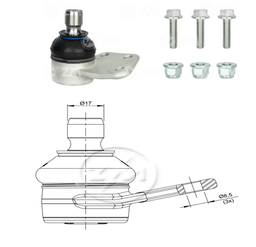 [51ZM-47023101] ROTULA INF IZQ FIAT IDEA 07-16 PALIO WEEKEND 09-20 STRADA 09-20 IC:Ø17 0 DM:Ø8 5 ETC:33N.M 